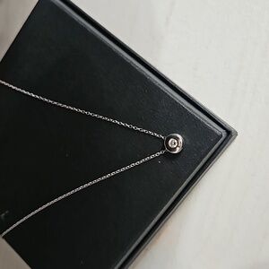 Diamond Bezel Set Solitaire Necklace On Platinum Chain!